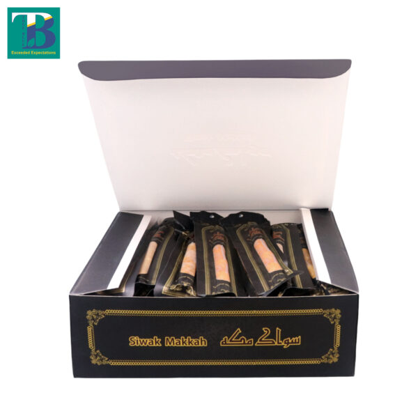 Siwak Makkah 60 Piece Box – Premium natural miswak sticks in black box packaging for oral hygiene