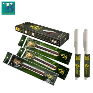 Three natural olive miswak sticks with two Doodiya plastic holders for oral care and fresh breath, Al-Mumeez brand.