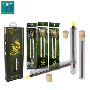 3 premium olive miswak sticks with glass holders for natural oral care and Islamic Sunnah practice.
