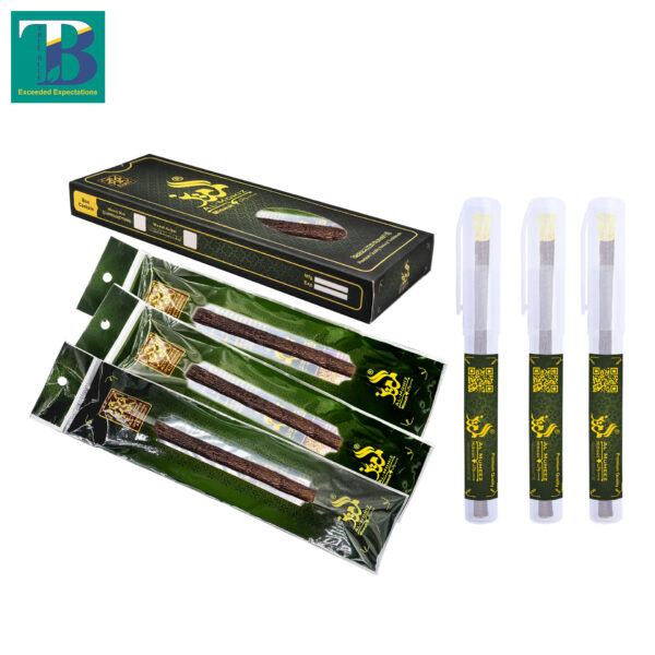 3 Olive Miswak sticks with 3 plastic holders for easy storage and use, offering a natural alternative for dental care.