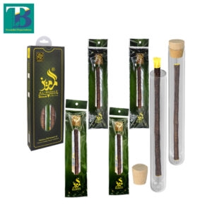4 olive miswak sticks with two elegant glass holders for natural oral care and Islamic hygiene
