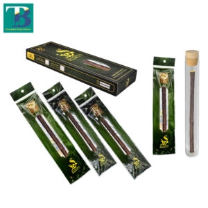 Pack of 4 olive Miswak sticks with elegant glass holder for natural oral care and Islamic Sunnah tradition.