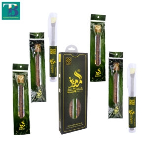 4 thick olive miswak sticks with 2 plastic holders for natural oral care