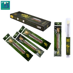 Four thick olive miswak sticks with plastic holder for natural teeth cleaning and oral hygiene