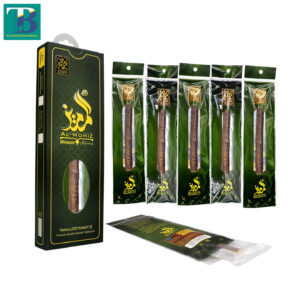 Six thick olive miswak sticks, vacuum-sealed for natural teeth cleaning and oral hygiene