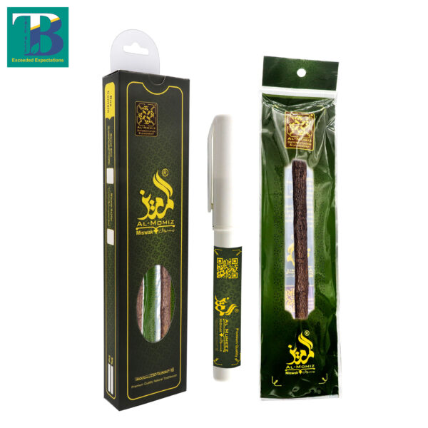 Natural olive Miswak stick with Doodiya plastic holder for oral hygiene and teeth whitening