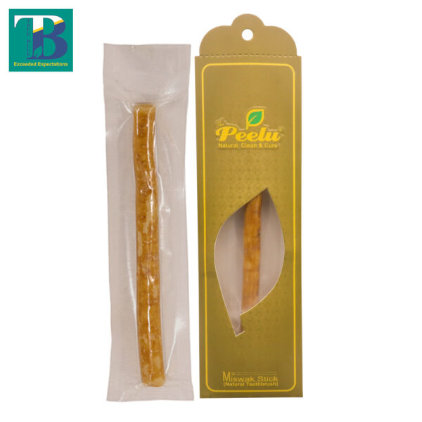 Single Peelu Miswak stick in a flat box – natural teeth cleaning stick from the Salvadora persica tree.