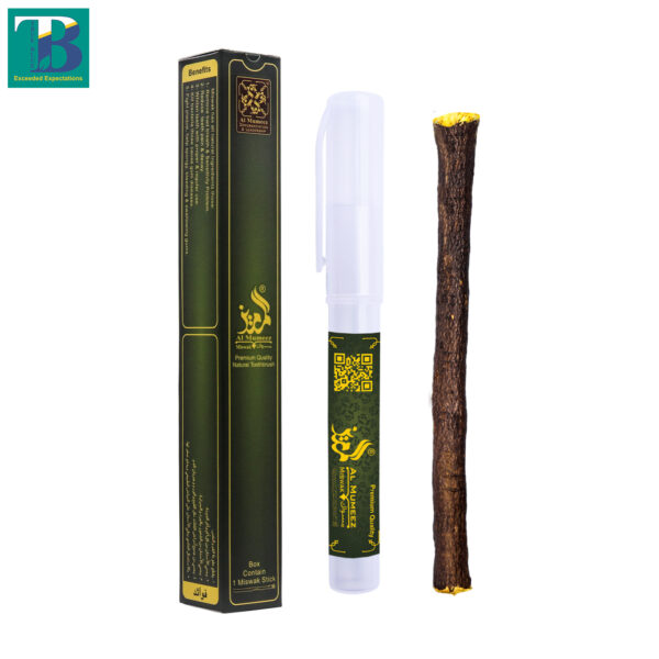 Thick Olive Miswak with Holder – Natural teeth cleaning stick with a convenient wooden holder for easy use