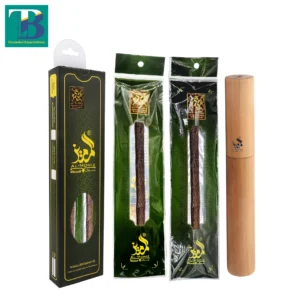 2 Olive Miswak sticks with natural wood holder for oral hygiene