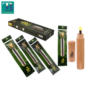 4 Olive Miswak sticks with 2 natural wood holders in box for oral hygiene and teeth whitening
