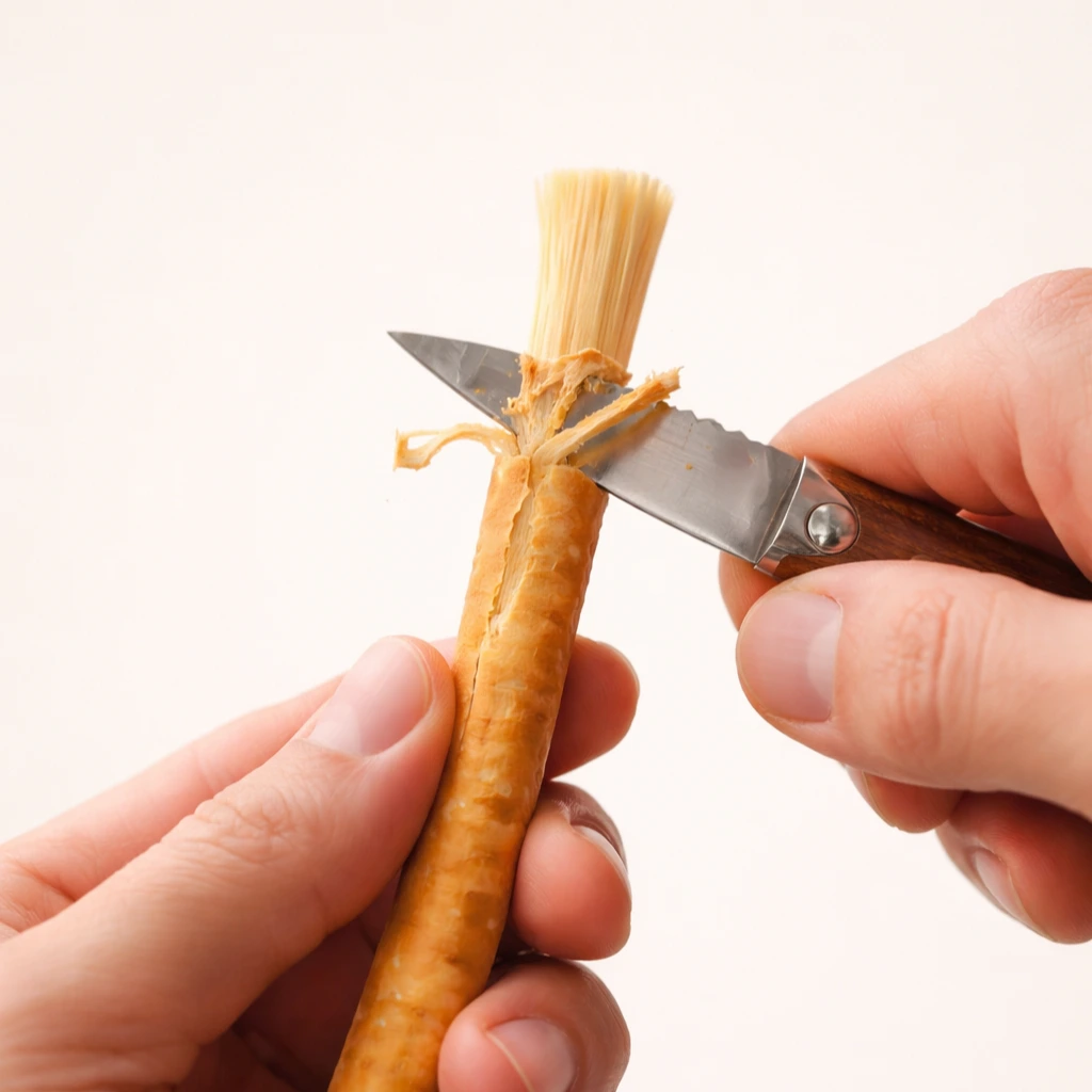 Cut the peel of miswak