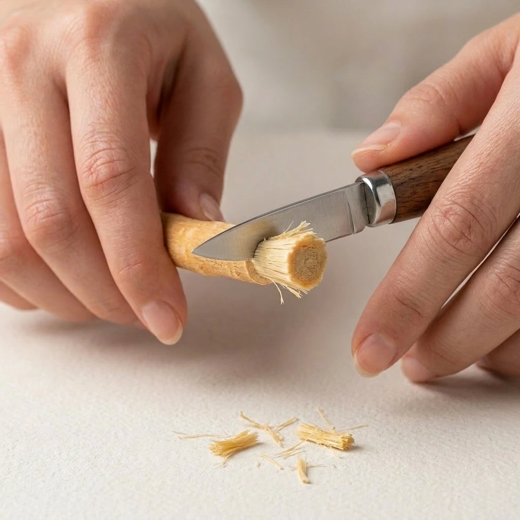 Cut the used tips of miswak