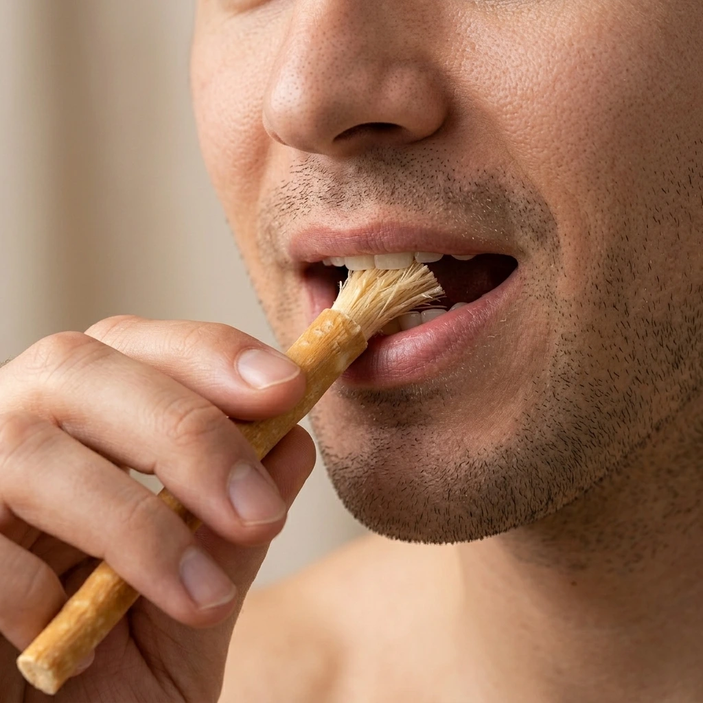 Chew the stick and make bristles